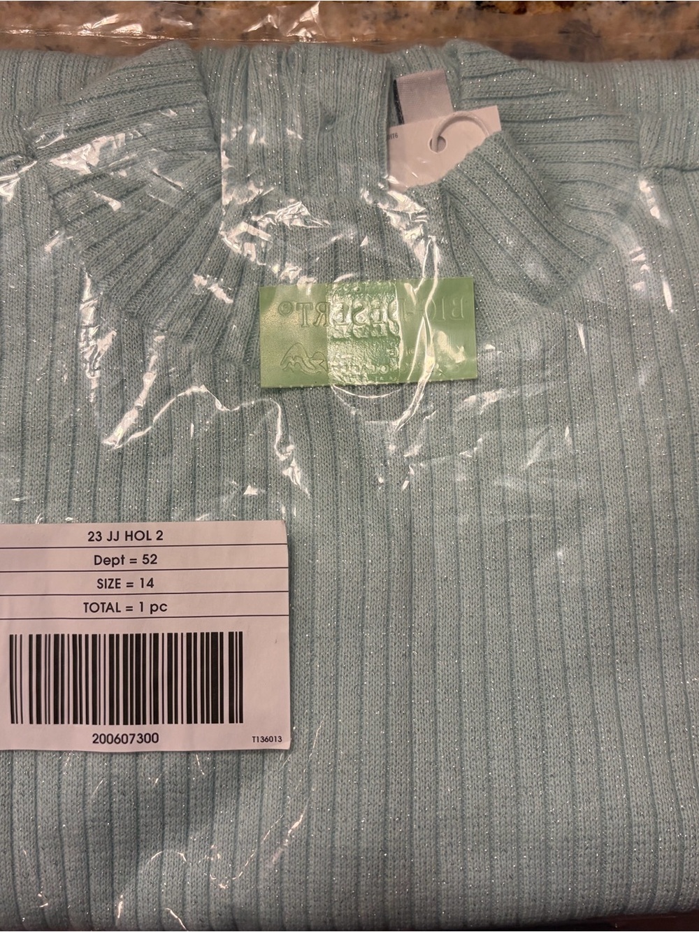 Janie and Jack Sparkle Ribbed Light Aqua Sweater